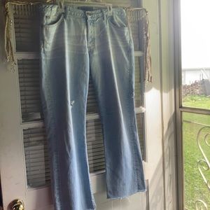 Hippie Button Fly Light wash 36/32 Bootcut Distressed Jeans!!